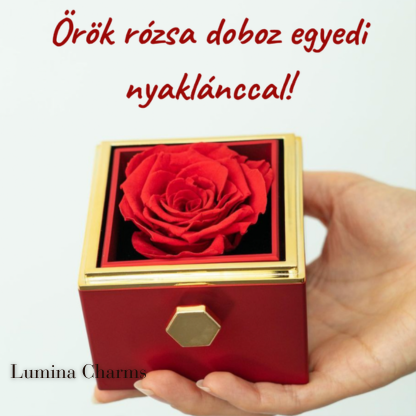 Gravírozott nyaklánc örök rózsa díszdobozban